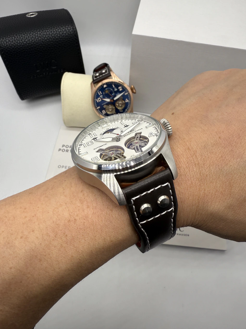 IWC Tourbillon 43mm - AÇO MOSTRADOR BRANCO - COURO - Imagem 4