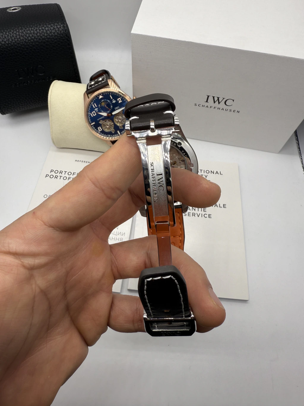 IWC Tourbillon 43mm - AÇO MOSTRADOR BRANCO - COURO - Imagem 5