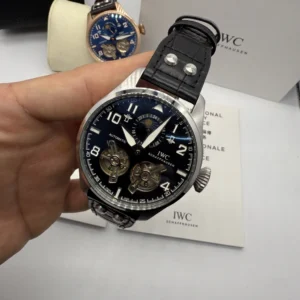 IWC Tourbillon 43mm - AÇO MOSTRADOR PRETO - COURO