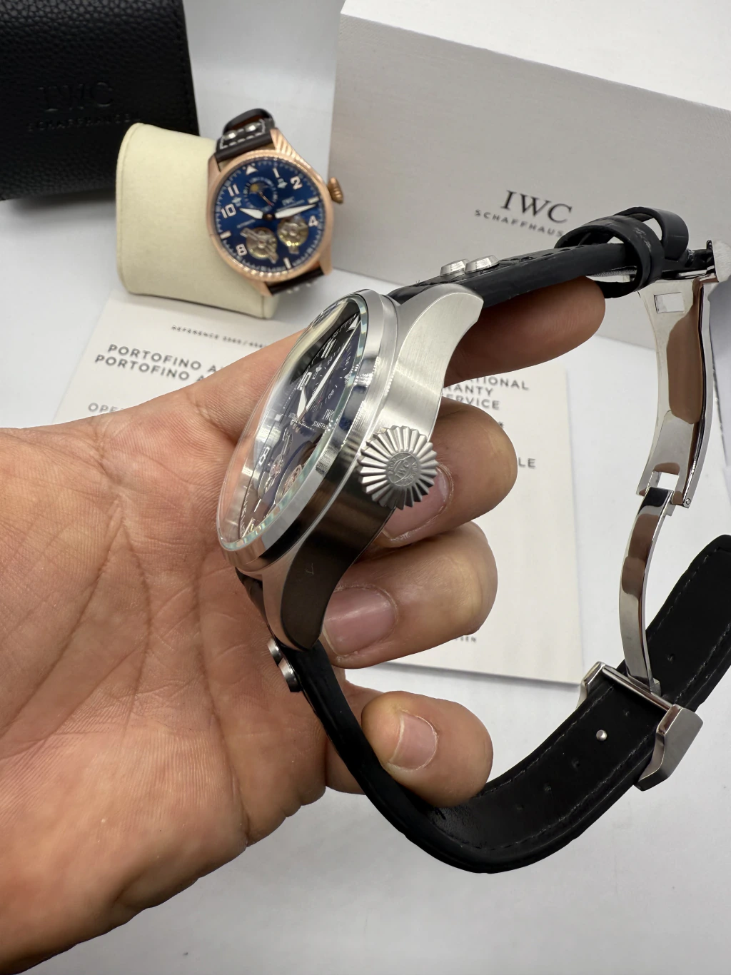 IWC Tourbillon 43mm - AÇO MOSTRADOR PRETO - COURO - Imagem 2