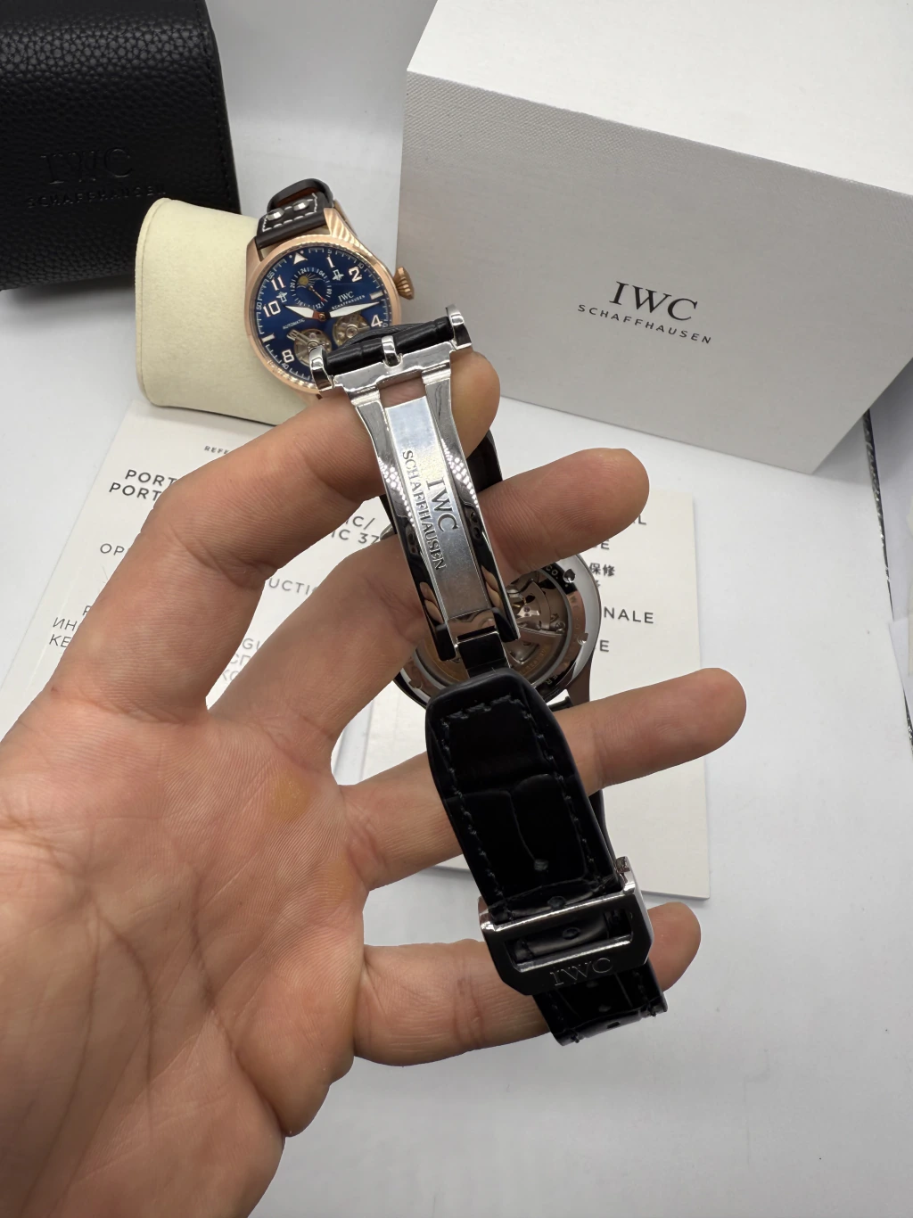 IWC Tourbillon 43mm - AÇO MOSTRADOR PRETO - COURO - Imagem 4