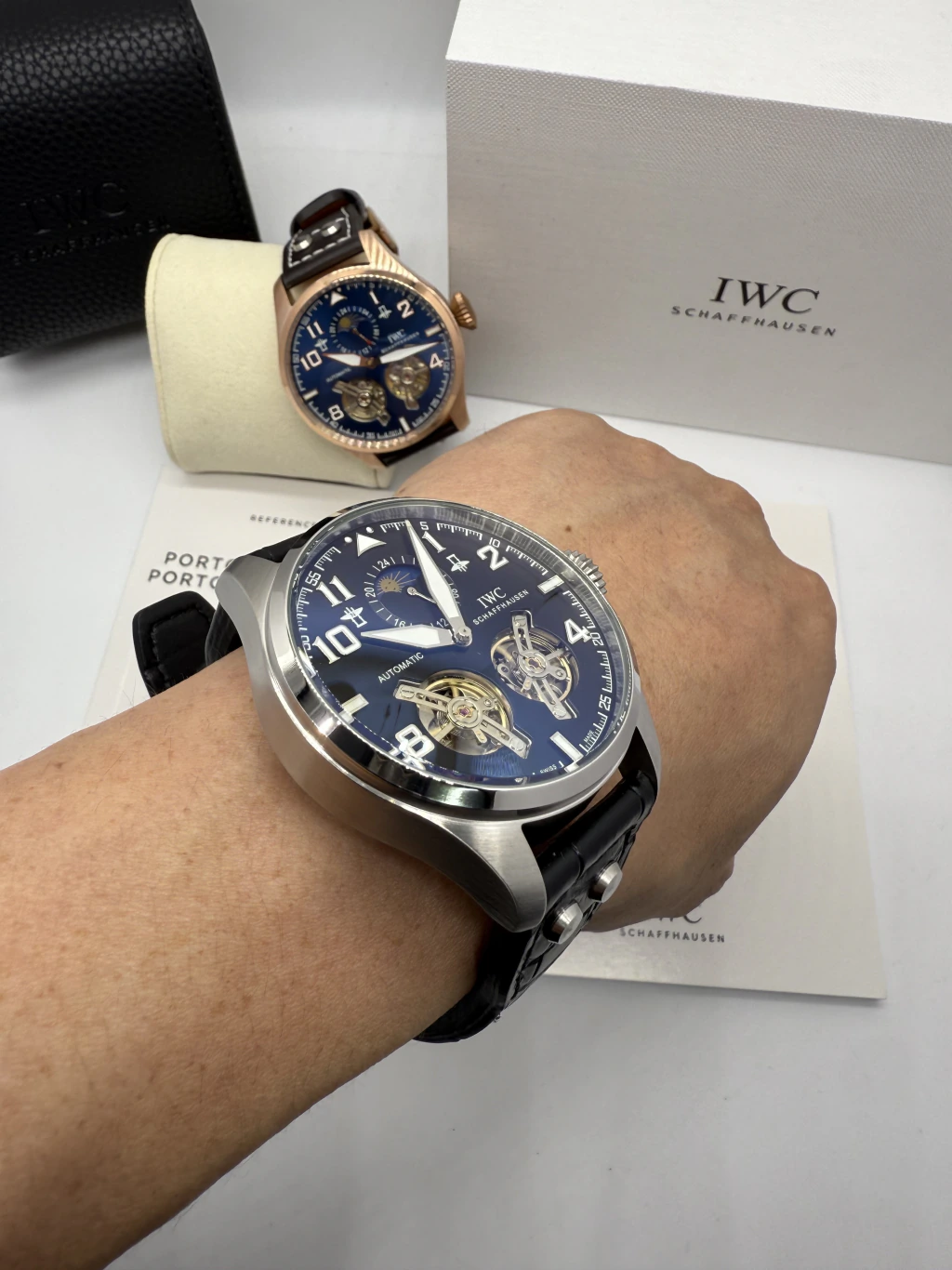 IWC Tourbillon 43mm - AÇO MOSTRADOR PRETO - COURO - Imagem 5