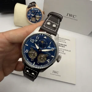 IWC Tourbillon 43mm - AÇO MOSTRADOR AZUL - COURO