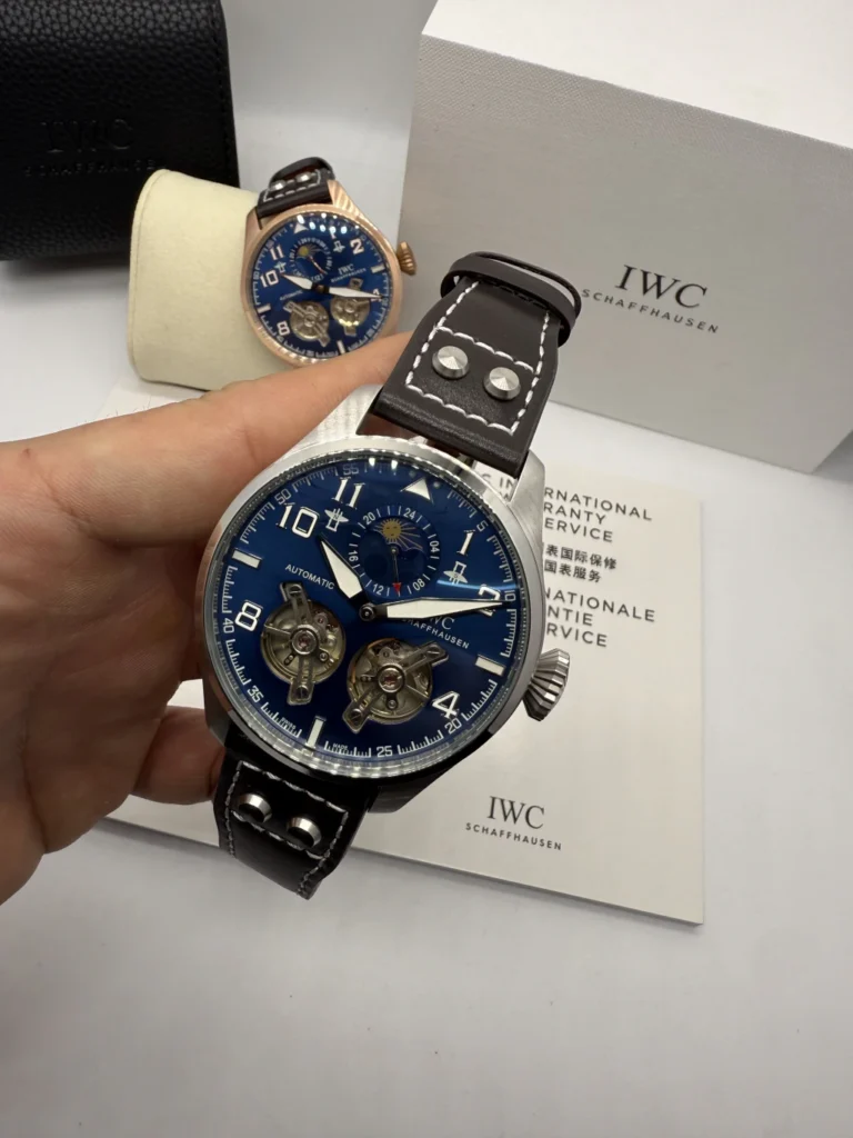 IWC Tourbillon 43mm - AÇO MOSTRADOR AZUL - COURO