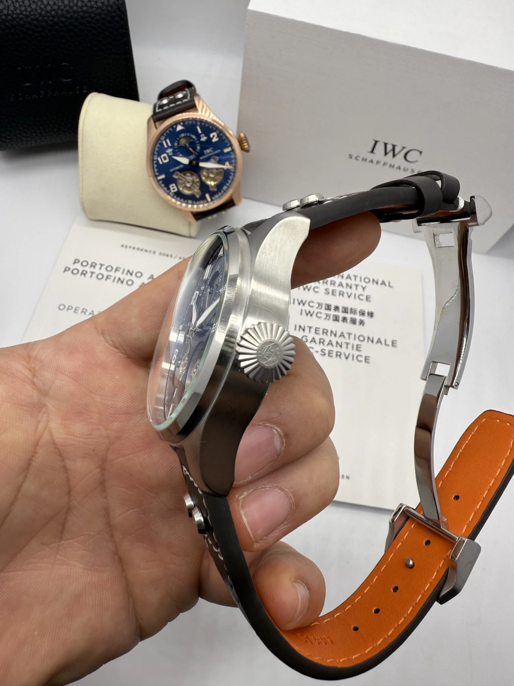 IWC Tourbillon 43mm - AÇO MOSTRADOR AZUL - COURO - Imagem 2