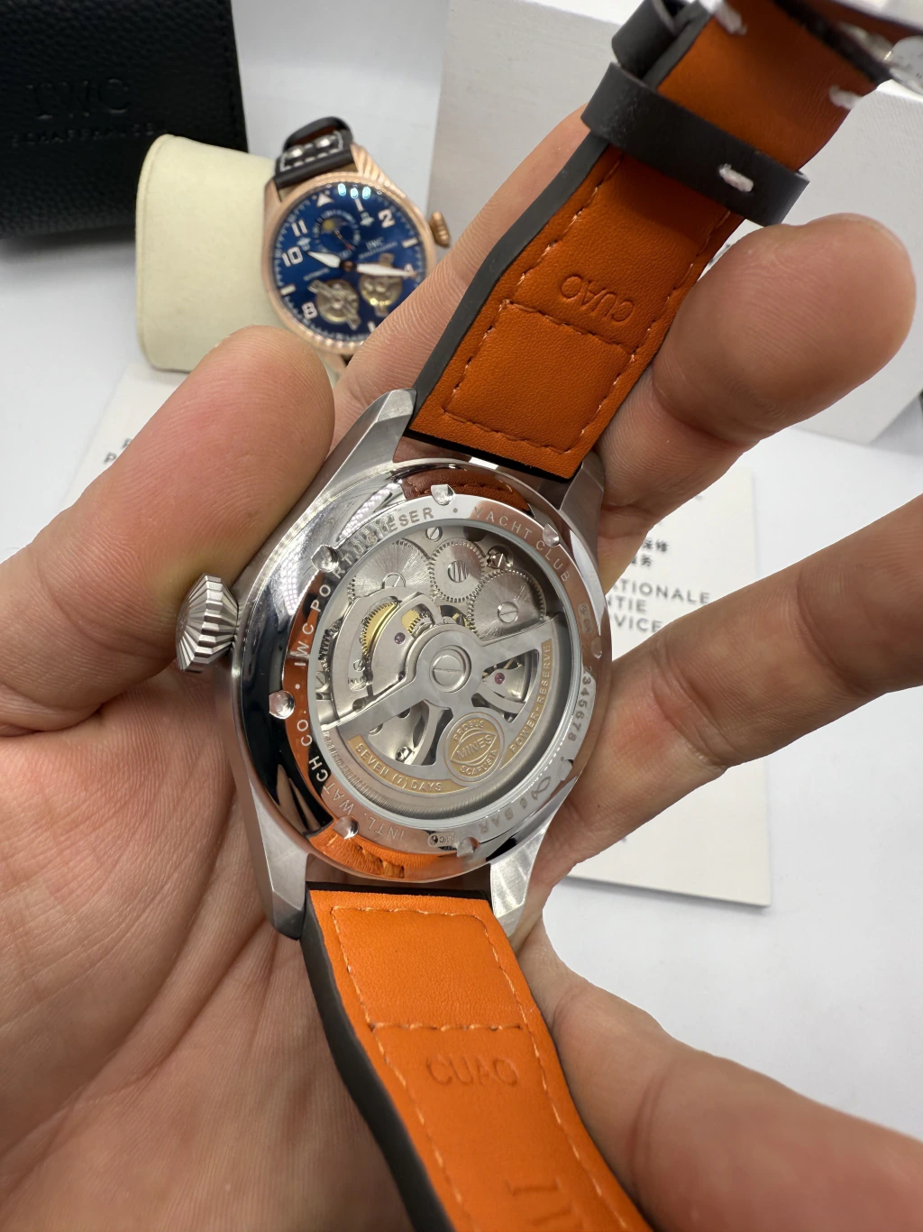 IWC Tourbillon 43mm - AÇO MOSTRADOR AZUL - COURO - Imagem 3