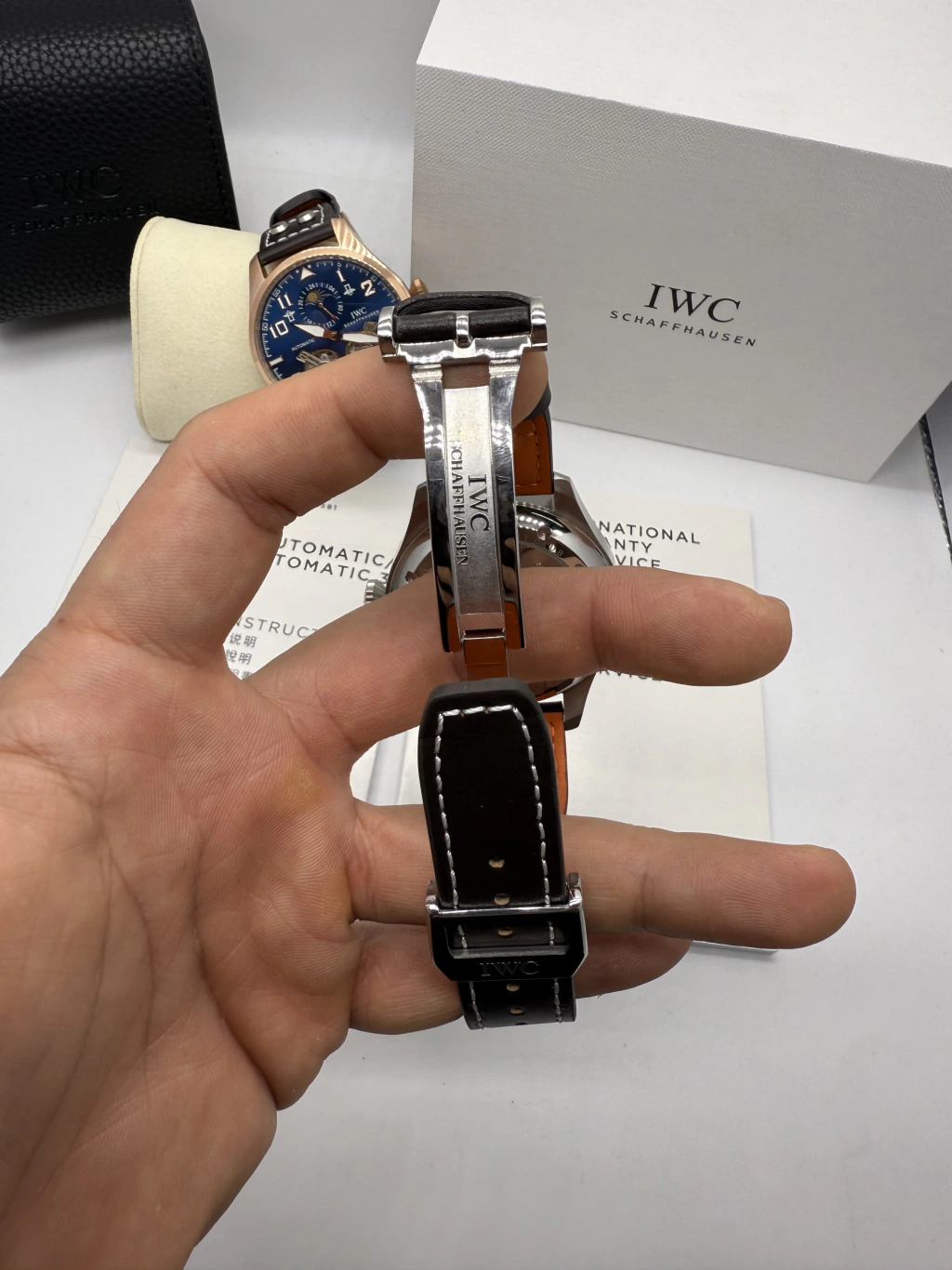 IWC Tourbillon 43mm - AÇO MOSTRADOR AZUL - COURO - Imagem 4