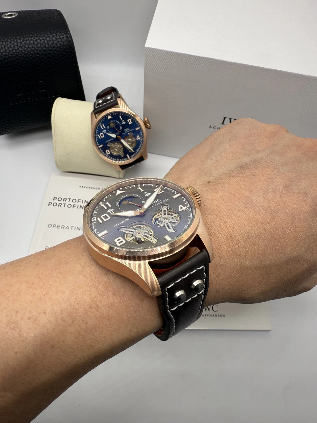 IWC Tourbillon 43mm - AÇO ROSE MOSTRADOR CINZA - COURO - Imagem 5
