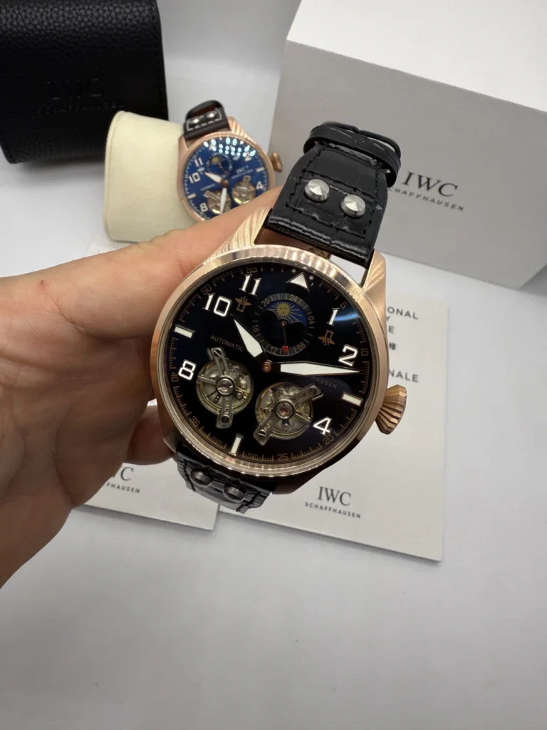 IWC Tourbillon 43mm - AÇO ROSE MOSTRADOR PRETO - COURO