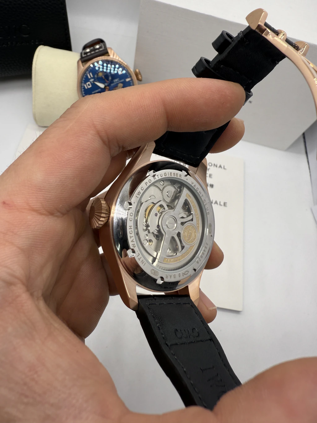 IWC Tourbillon 43mm - AÇO ROSE MOSTRADOR PRETO - COURO - Imagem 3