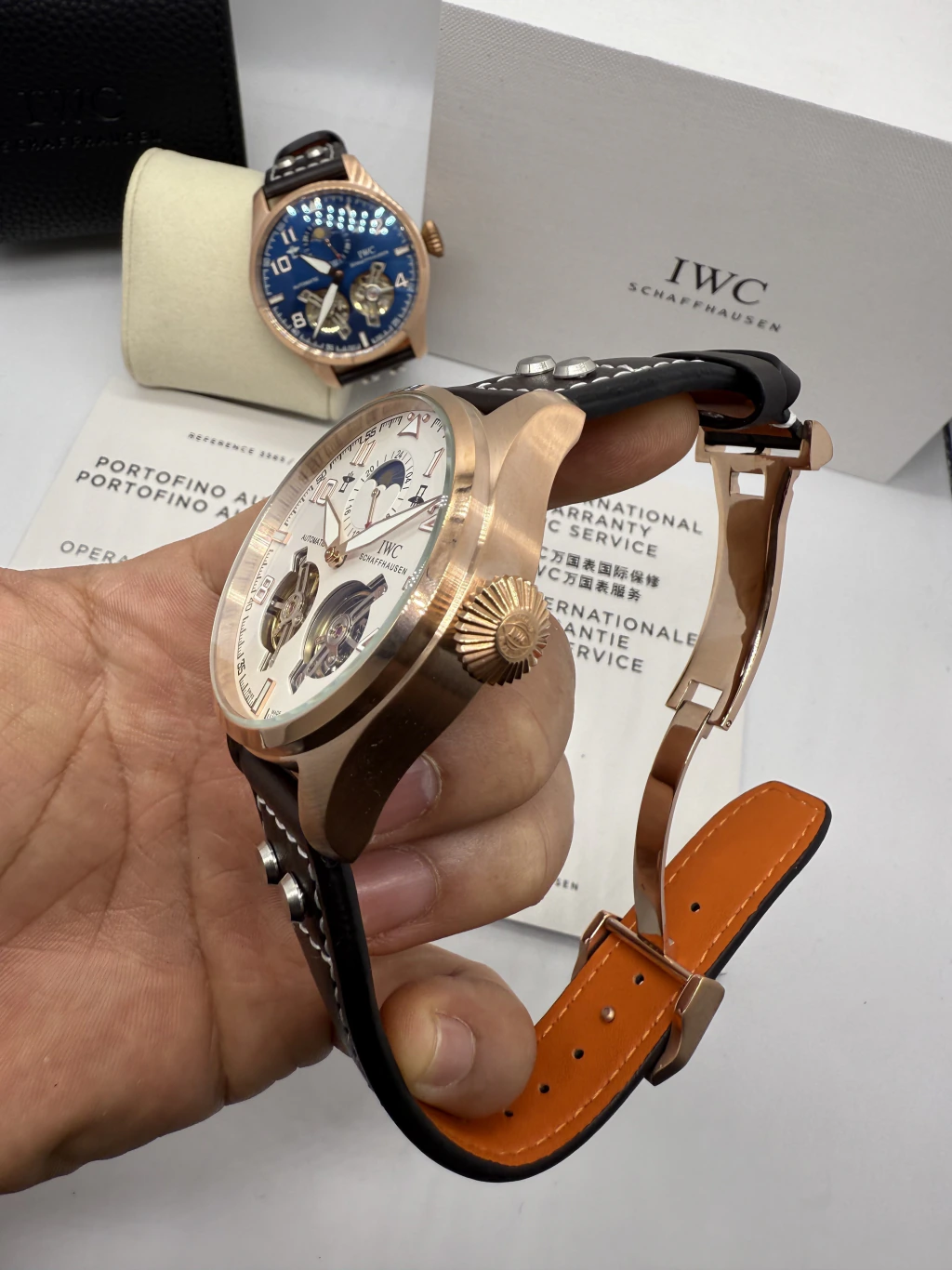IWC Tourbillon 43mm - AÇO ROSE MOSTRADOR BRANCO - COURO - Imagem 2