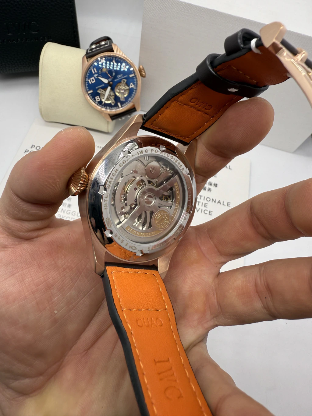 IWC Tourbillon 43mm - AÇO ROSE MOSTRADOR BRANCO - COURO - Imagem 3