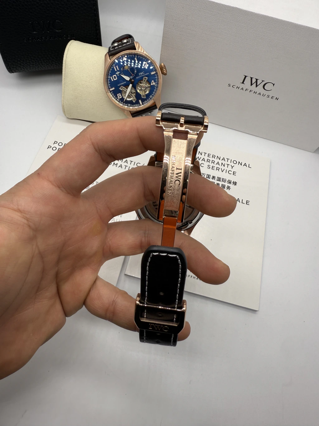 IWC Tourbillon 43mm - AÇO ROSE MOSTRADOR BRANCO - COURO - Imagem 4