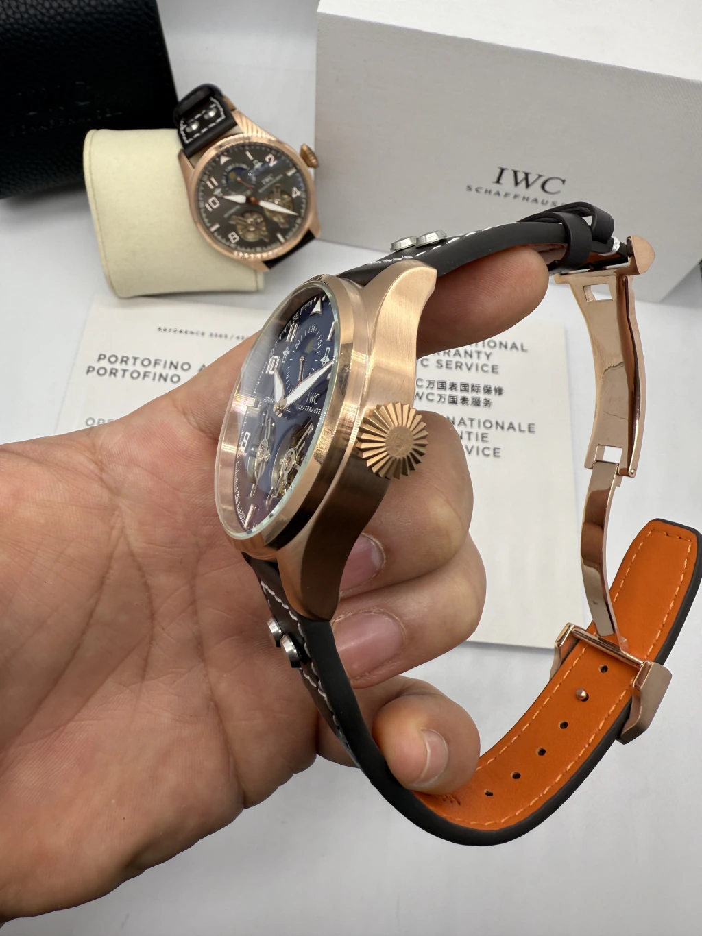 IWC Tourbillon 43mm - AÇO ROSE MOSTRADOR AZUL - COURO - Imagem 2
