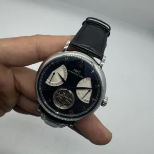 IWC Schaffhausen Turbillon 45mm - AÇO MOSTRADOR PRETO - COURO