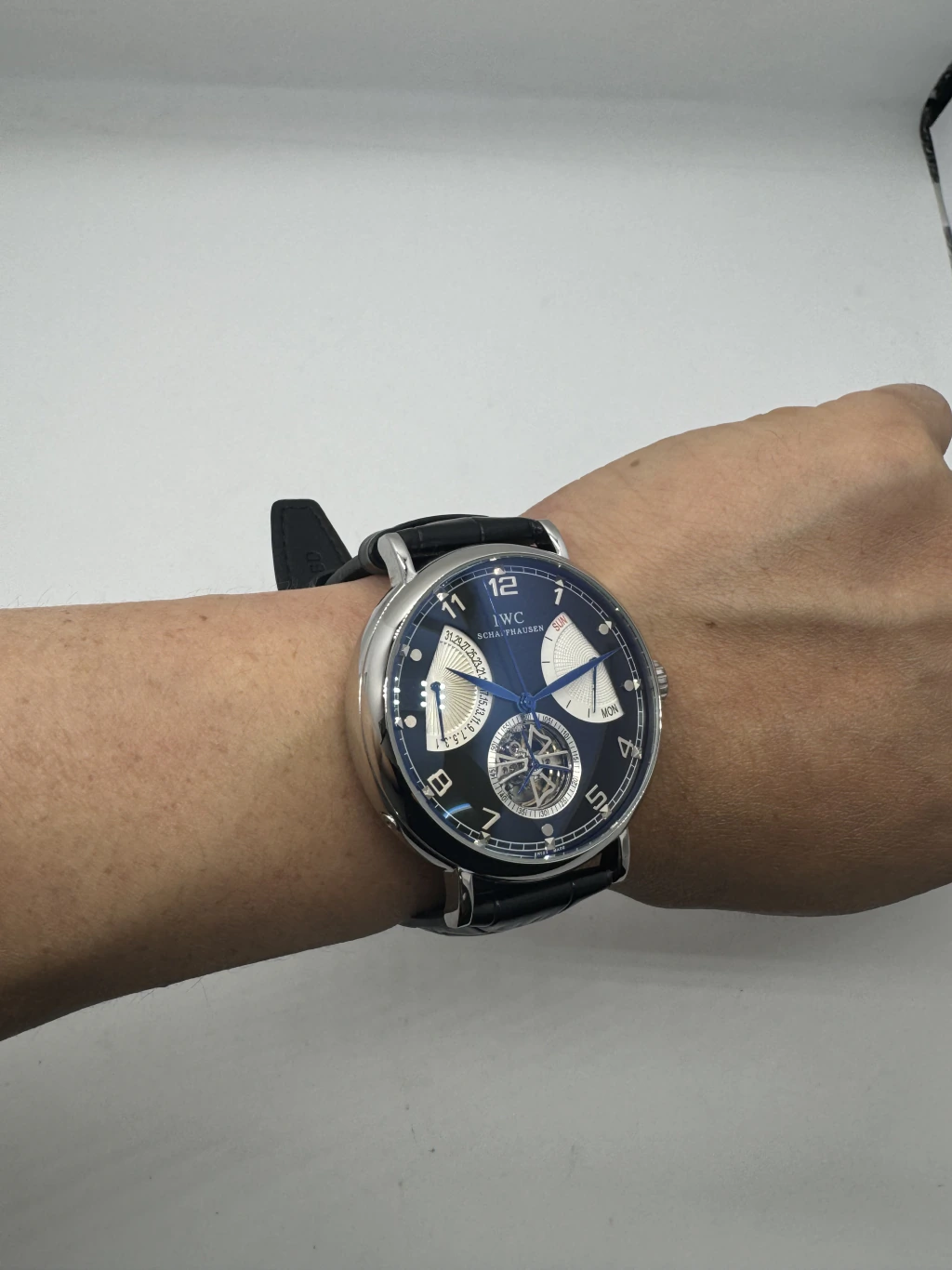 IWC Schaffhausen Turbillon 45mm - AÇO MOSTRADOR PRETO - COURO - Imagem 5