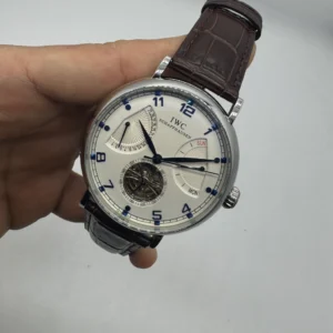 IWC Schaffhausen Turbillon 45mm - AÇO MOSTRADOR BRANCO - COURO