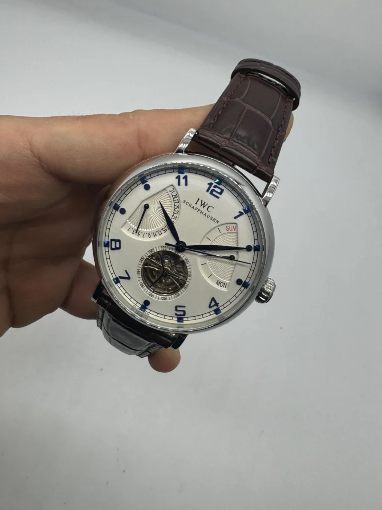 IWC Schaffhausen Turbillon 45mm - AÇO MOSTRADOR BRANCO - COURO