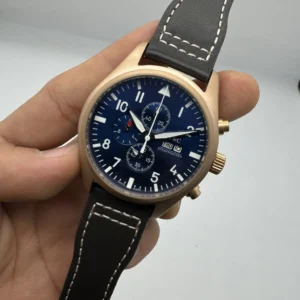 IWC Pilot Chronograph 41mm - AÇO DOURADO MOSTRADOR AZUL - COURO