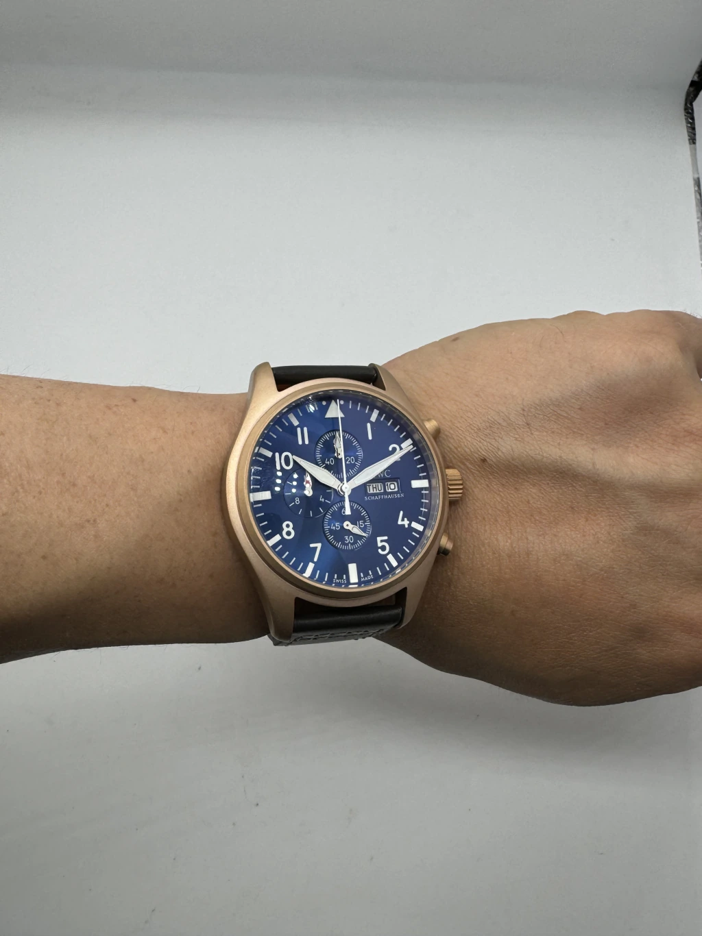 IWC Pilot Chronograph 41mm - AÇO DOURADO MOSTRADOR AZUL - COURO - Imagem 5