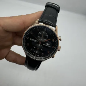 IWC Chronograph 43mm - AÇO ROSE MOSTRADOR PRETO - COURO
