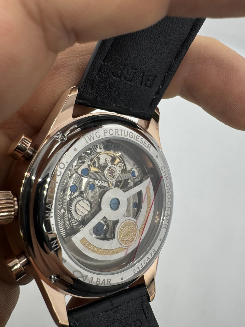 IWC Chronograph 43mm - AÇO ROSE MOSTRADOR PRETO - COURO - Imagem 3