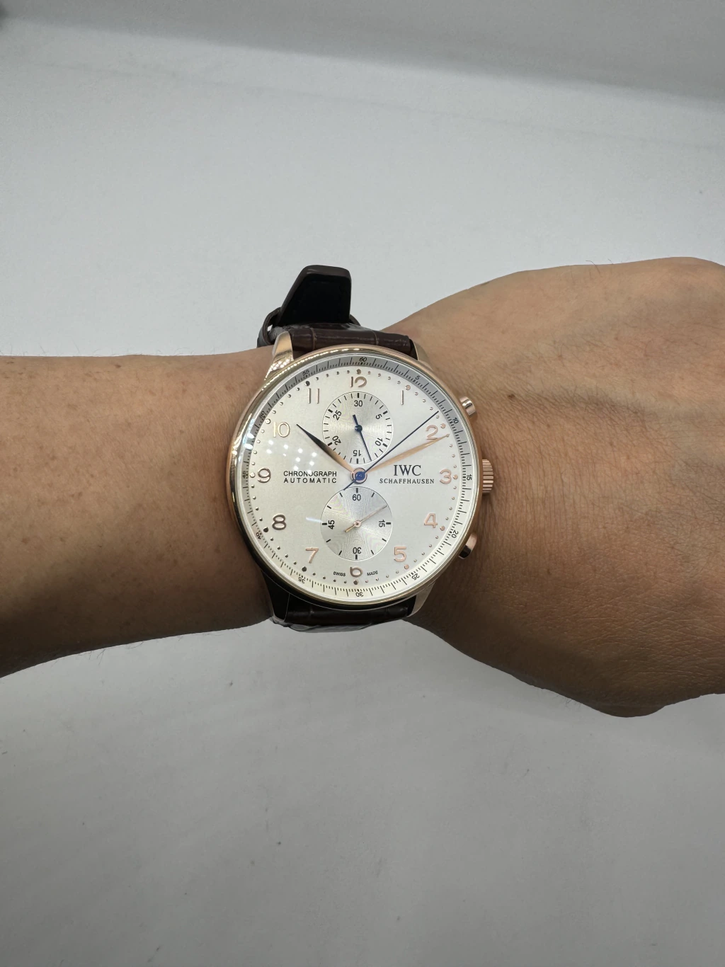 IWC Chronograph 43mm - AÇO MOSTRADOR BRANCO - COURO - Imagem 4