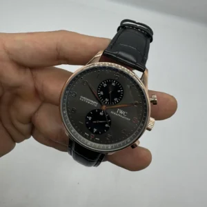 IWC Chronograph 43mm - AÇO ROSE MOSTRADOR CINZA - COURO