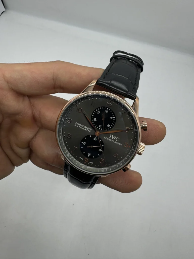 IWC Chronograph 43mm - AÇO ROSE MOSTRADOR CINZA - COURO