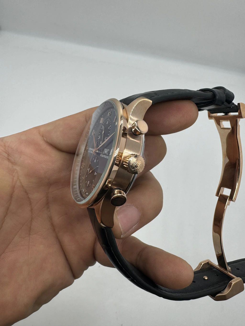 IWC Chronograph 43mm - AÇO ROSE MOSTRADOR CINZA - COURO - Imagem 2