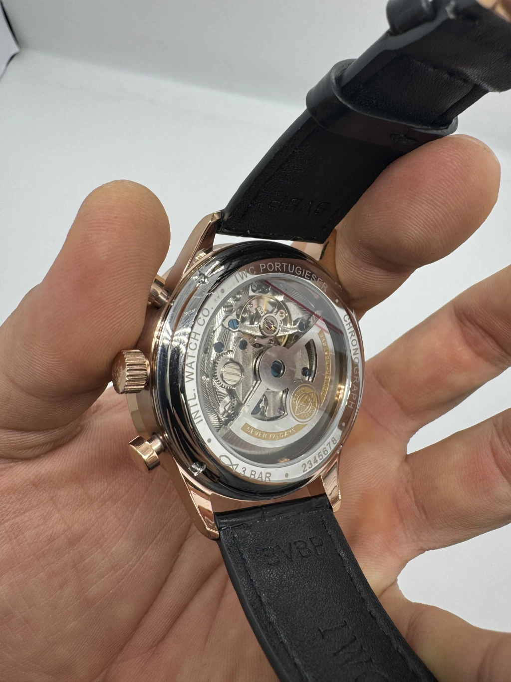 IWC Chronograph 43mm - AÇO ROSE MOSTRADOR CINZA - COURO - Imagem 3