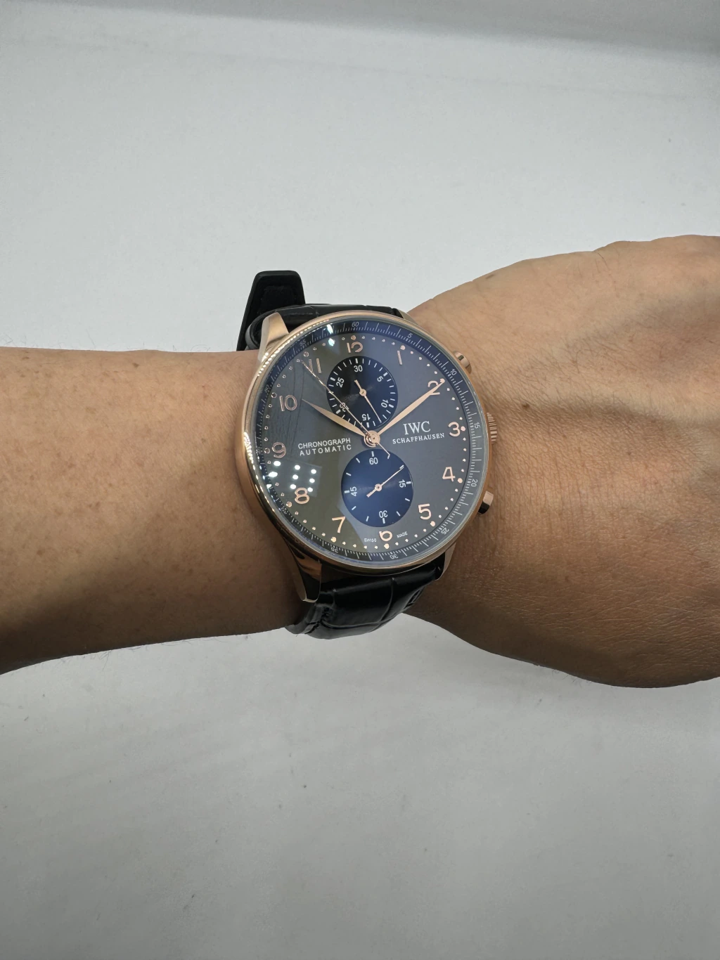 IWC Chronograph 43mm - AÇO ROSE MOSTRADOR CINZA - COURO - Imagem 5