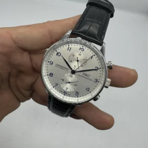 IWC Chronograph 43mm - AÇO MOSTRADOR BRANCO - COURO