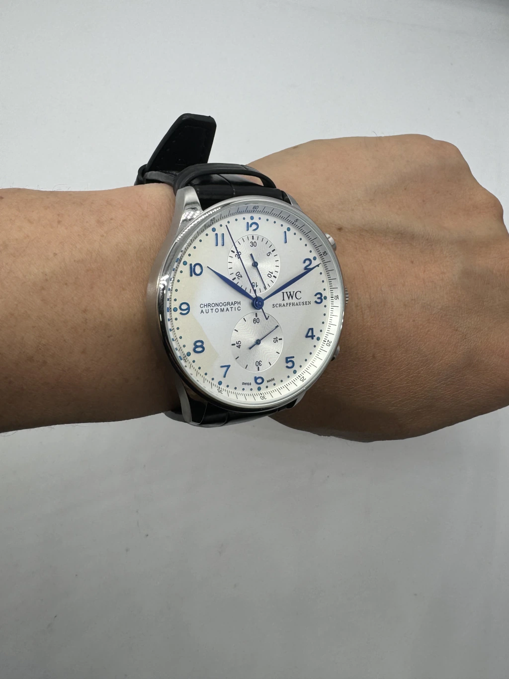 IWC Chronograph 43mm - AÇO MOSTRADOR BRANCO - COURO - Imagem 5