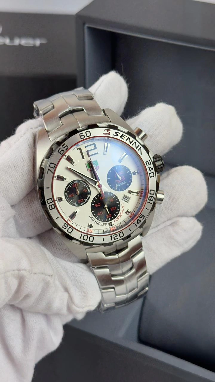 TAG Heuer Fórmula 1 Senna 44mm - AÇO MOSTRADOR BRANCO