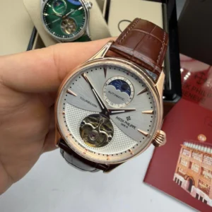 Patek Philippe Tourbillon 42mm - Aço Mostrador Branco - COURO