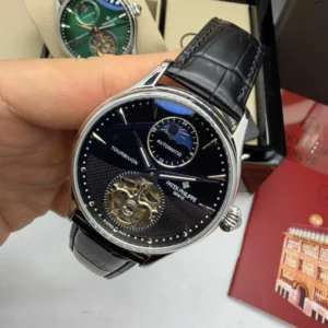 Patek Philippe Tourbillon 42mm - Aço Mostrador Preto - COURO