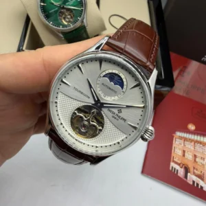 Patek Philippe Tourbillon 42mm - Aço Mostrador Branco - COURO