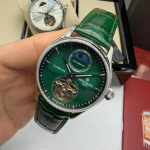 Patek Philippe Tourbillon 42mm - Aço Mostrador Verde - COURO