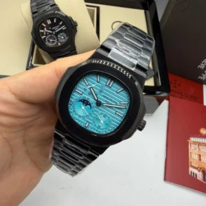 Patek Philippe Nautilus 41mm - Aço OxBlack Mostrador Azul Tiffany