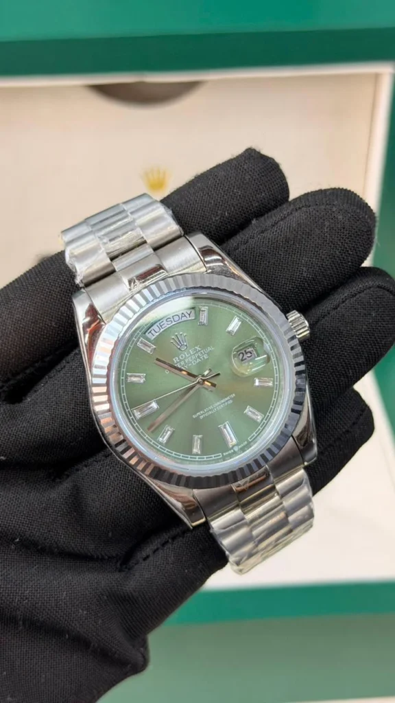 Day-Date President 40mm - AÇO aMOSTRADOR VERDE