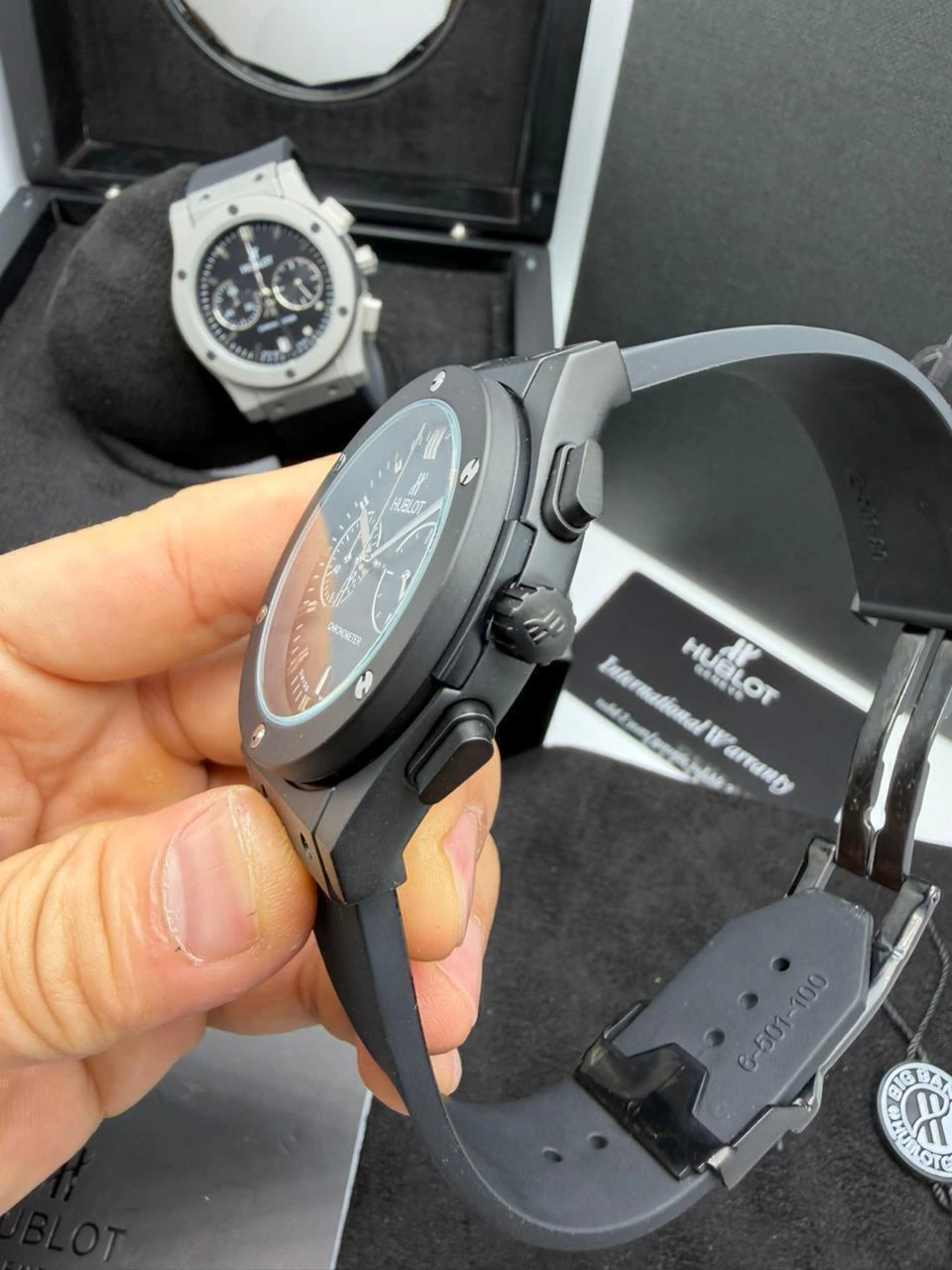 Hublot Classic Fusion 42mm - AÇO PRETO MOSTRADOR PRETO - SILICONE - Imagem 5