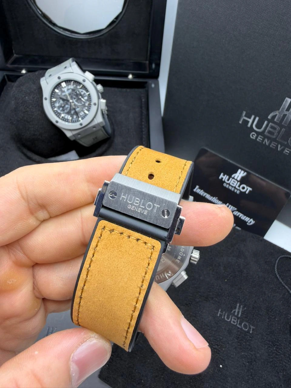 Hublot Classic Chrono 45mm - AÇO MOSTRADOR SKELETON PRETO - SILICONE E COURO - Imagem 3