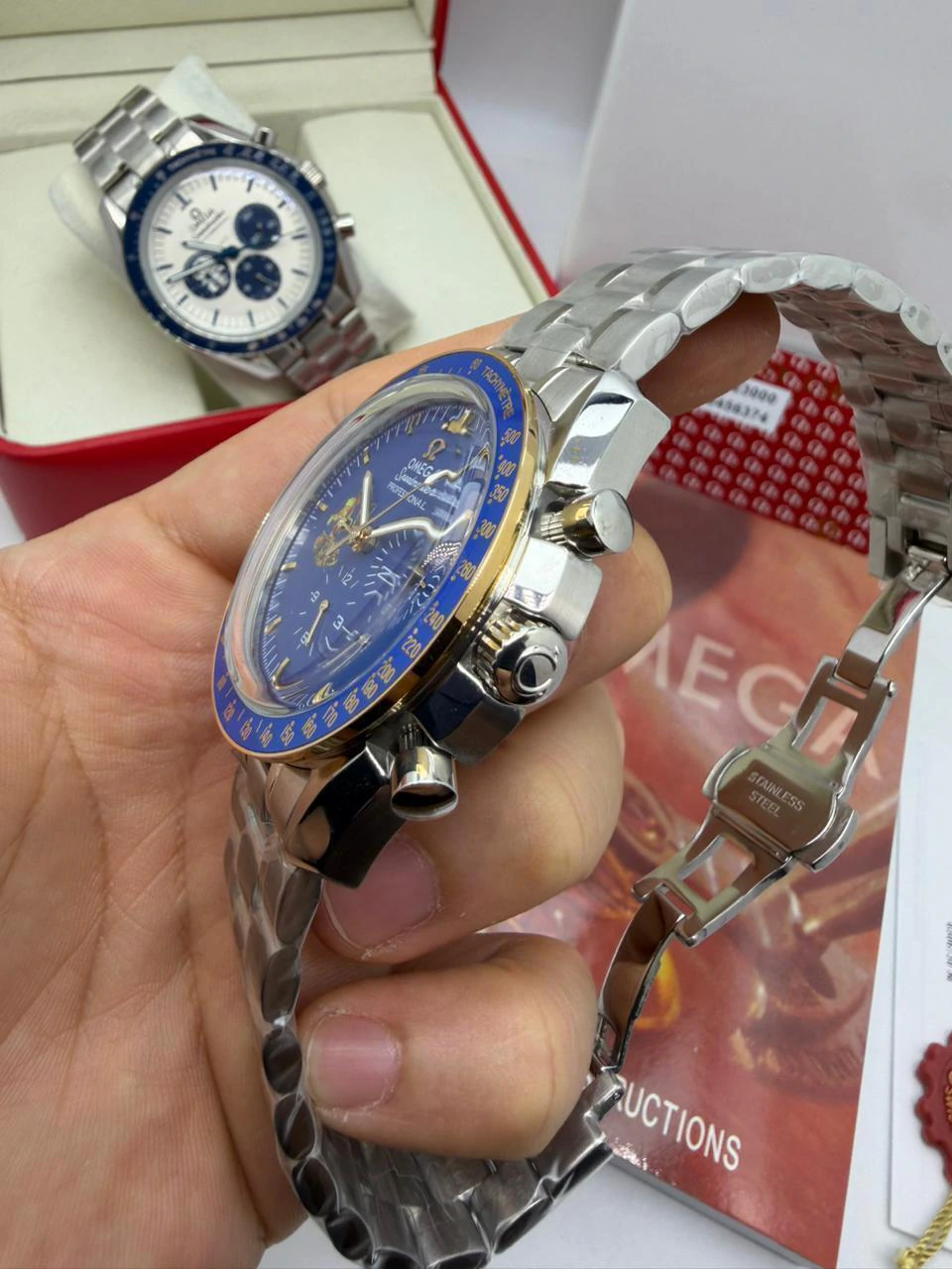 Omega Speedmaster 40mm - AÇO MOSTRADOR AZUL - Imagem 2