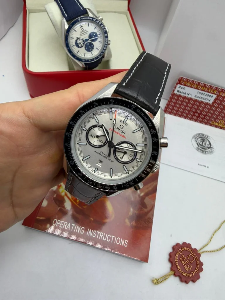 Omega Speedmaster 42mm - AÇO MOSTRADOR CINZA - COURO