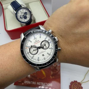 Omega Speedmaster 42mm - AÇO MOSTRADOR BRANCO - COURO