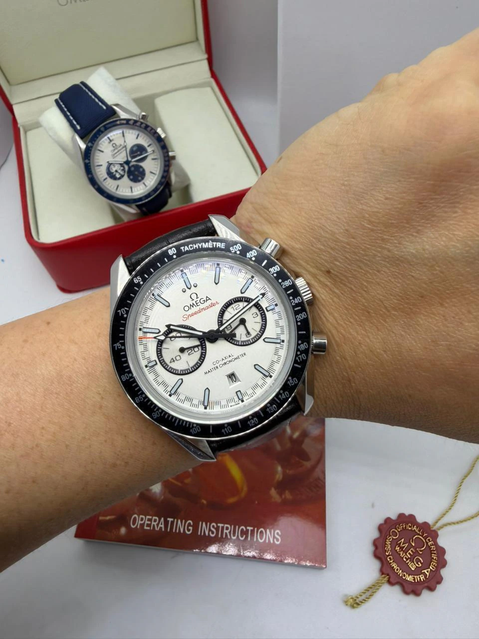 Omega Speedmaster 42mm - AÇO MOSTRADOR BRANCO - COURO