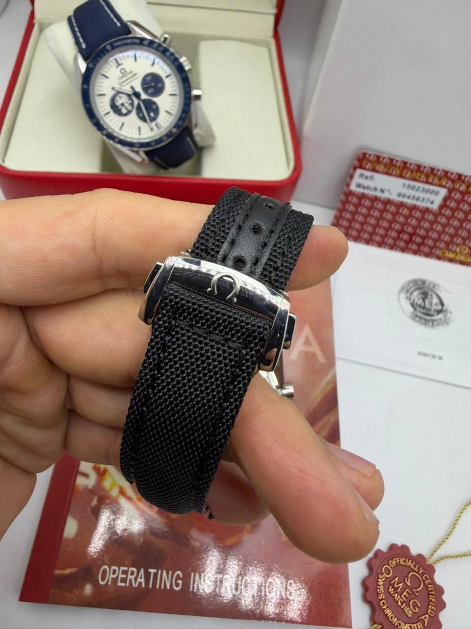 Omega Speedmaster 42mm - AÇO MOSTRADOR BRANCO - COURO - Imagem 3
