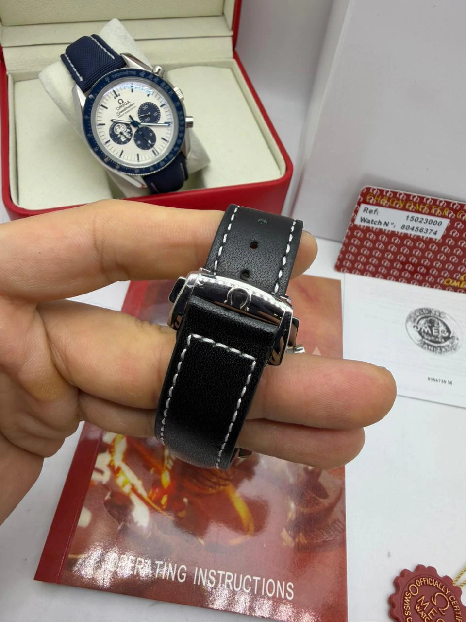 Omega Speedmaster 42mm - AÇO MOSTRADOR BRANCO - COURO - Imagem 4
