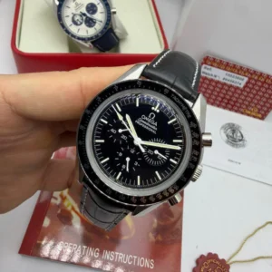 Omega Speedmaster 42mm - AÇO MOSTRADOR PRETO - COURO